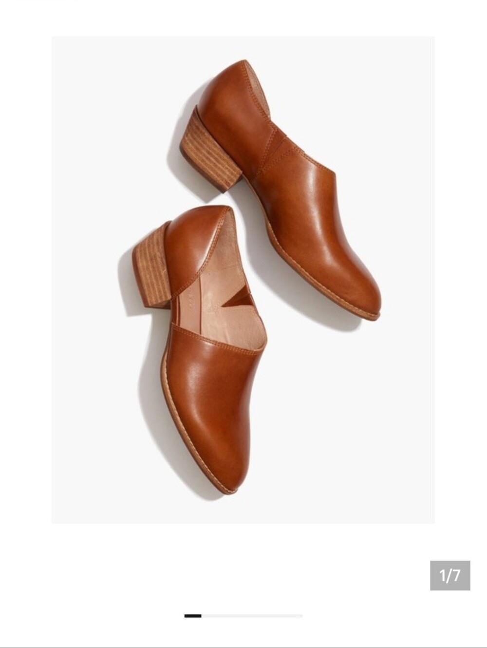 Madewell Lucie Loafer English Saddle Brown Leather Cutout Shoes size 7 office